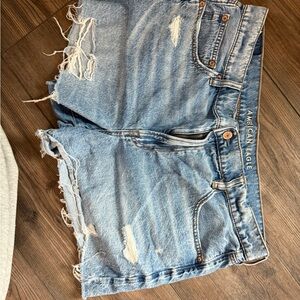 American Eagle Outfitters Blue Jean Shorts Distressed Frayed Hem